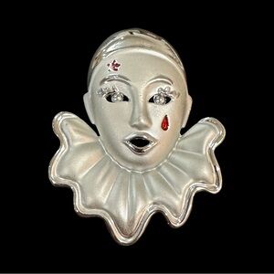 Artistic Silver and Red Clown Brooch